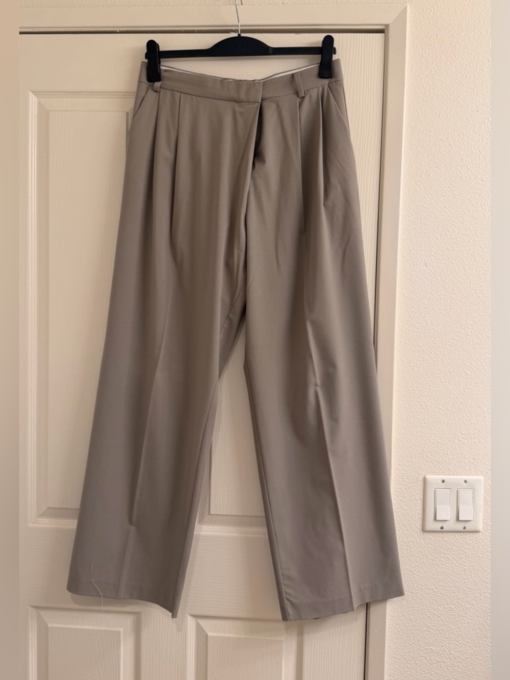 Zara Wide-Leg Pleated Trousers — Light Taupe